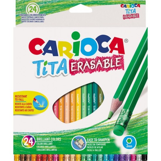 Ξυλομπογιές Carioca TiTa Erasable 24 χρωμάτων Ξυλομπογιές - Μαρκαδόροι