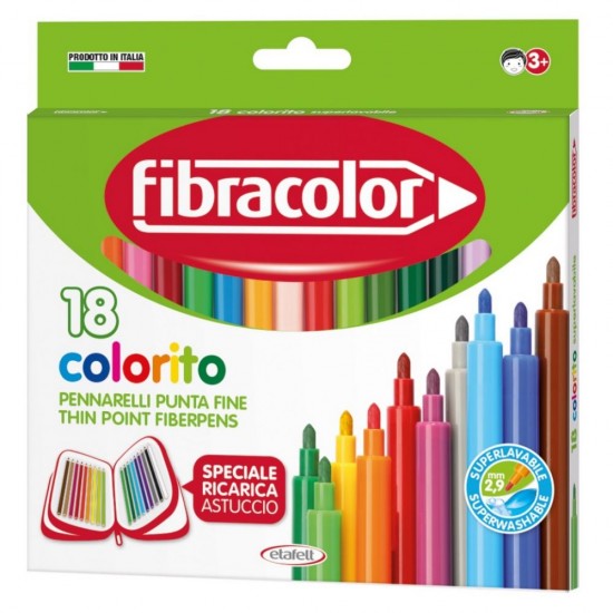 Μαρκαδόροι Fibracolor colorito 18τ.  Ξυλομπογιές - Μαρκαδόροι