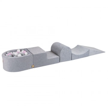 MeowBaby Foam Playset with Small Ball Pit Playground for Children, Velvet, Light Grey without Balls  (KR0000IE) (MEBKR0000IE)
