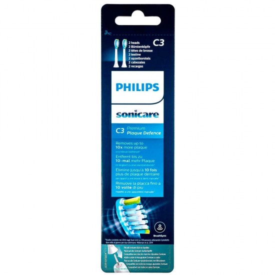 Philips Sonicare C3 Premium Plaque Defence Ανταλλακτικές Κεφαλές για Ηλεκτρική Οδοντόβουρτσα 2τμχ (HX9042/17) (PHIHX9042.17)
