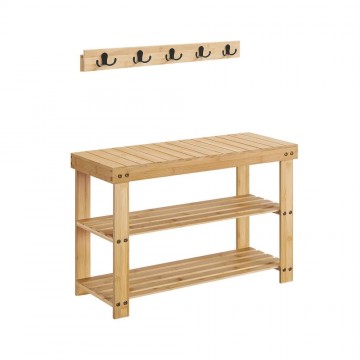 SONGMICS Coat Rack and Shoe Bench Natural Beige (LCR004N01) (SNGLCR004N01)