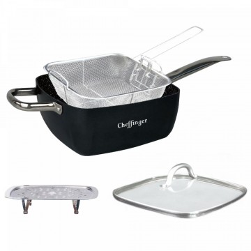 Cheffinger 4 Pieces Marble Coated Square Deep Frying Pan Set (CF-FA04) (CHFCF-FA04)