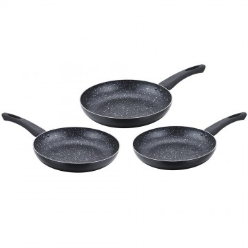 Cenocco Set of 3 Frying Pans with Marble Coating (CC-2001-BLK) (CENCC-2001-BLK)