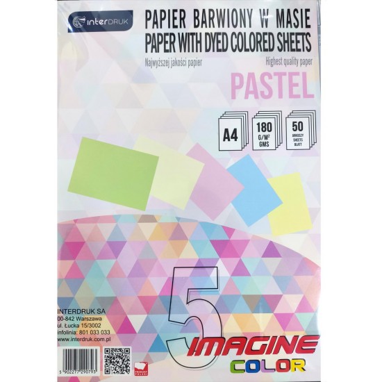 Χαρτιά Επτύπωσης - Χαρτί Interdruk Α4 180gr παστέλ χρώματα (5 χρώματα Χ 10φ.) Χρωματιστα Χαρτιά